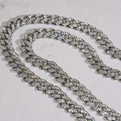 CLASSY JEWELS 13mm Cuban Chain + Bracelet - White Gold