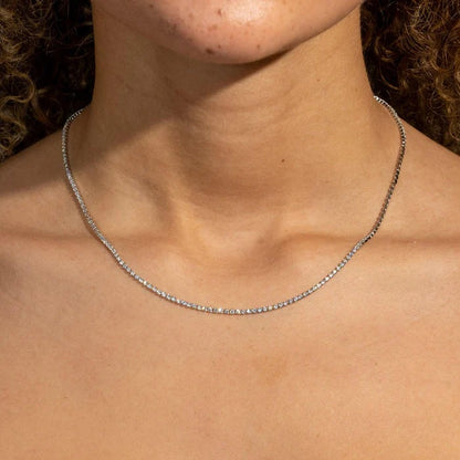 CLASSY JEWELS Moissanite Micro Tennis Chain - 925 Silver - D Colour - VVS1