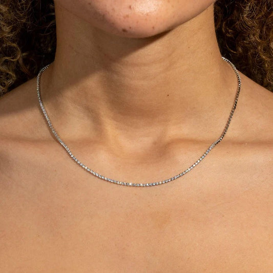 Micro Tennis Chain - White Gold
