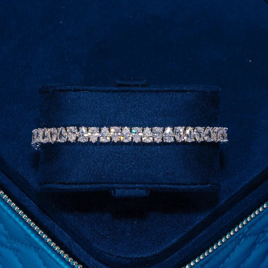 CLASSY JEWELS 6MM Pear Cut Tennis Bracelet - White Gold