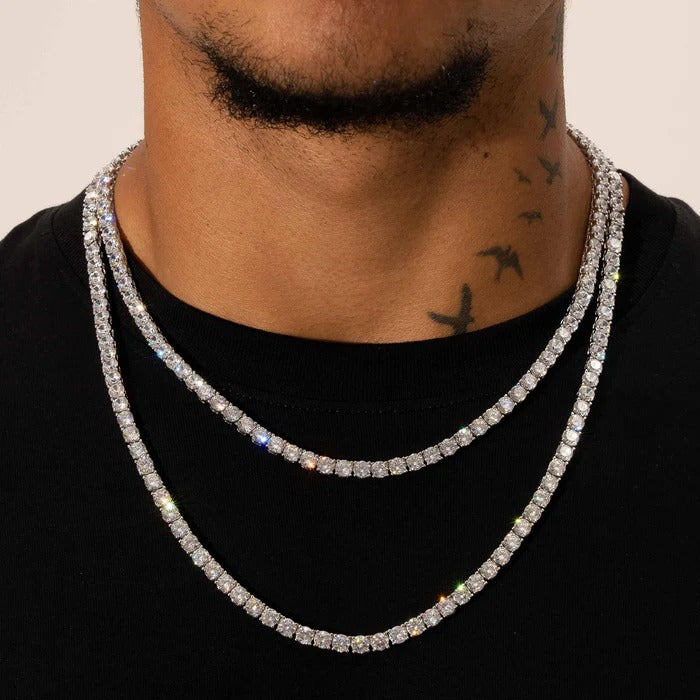 Classy Jewels 5mm Moissanite Tennis Chain - 925 Silver - D Colour - VVS1