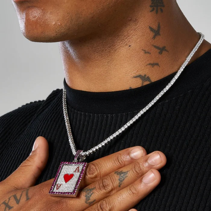 Classy Jewels MOISSANITE SPINNING ACE CARD PENDANT - 925 SILVER - D COLOUR - VVS1