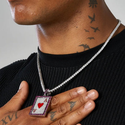 Classy Jewels MOISSANITE SPINNING ACE CARD PENDANT - 925 SILVER - D COLOUR - VVS1