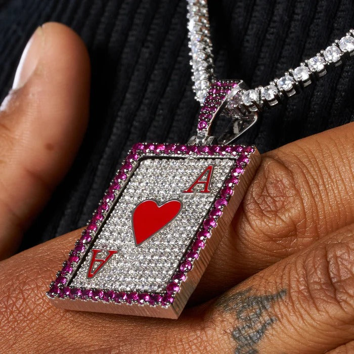 Classy Jewels MOISSANITE SPINNING ACE CARD PENDANT - 925 SILVER - D COLOUR - VVS1