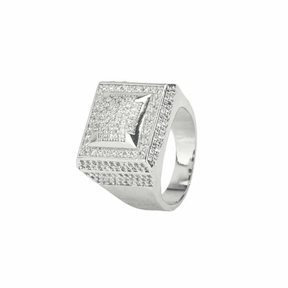 Classy Jewels Moissanite Square Paved Ring - 925 Silver - D Colour - VVS1