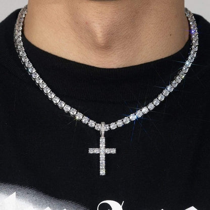 Classy Jewels Moissanite Cross Pendant - 925 Silver - D Colour - VVS1