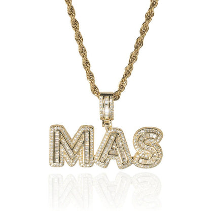 Classy Jewels Custom Baguette Font Pendant