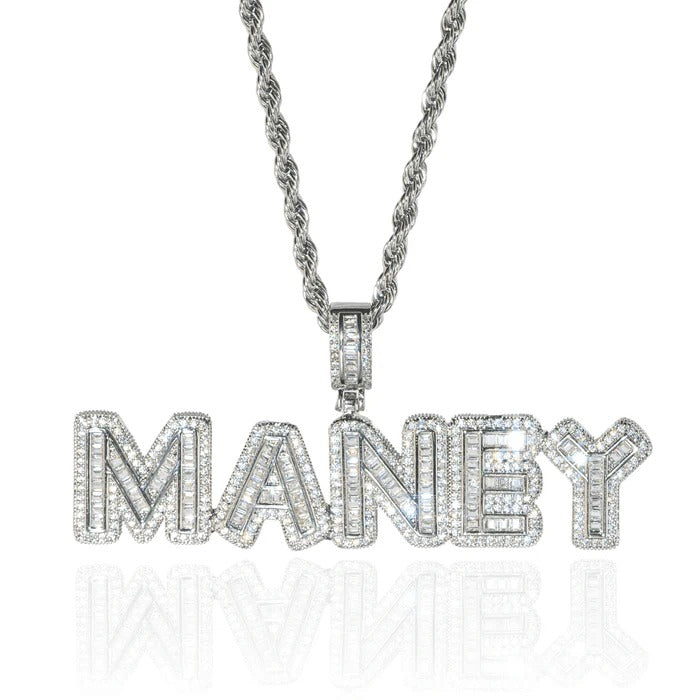 Classy Jewels Custom Baguette Font Pendant