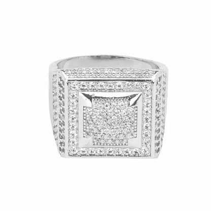 CLASSY JEWELS Moissanite Square Paved Ring - 925 Silver - D Colour - VVS1