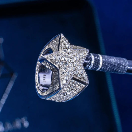 CLASSY JEWELS Moissanite Star Ring - 925 Silver - D Colour - VVS1