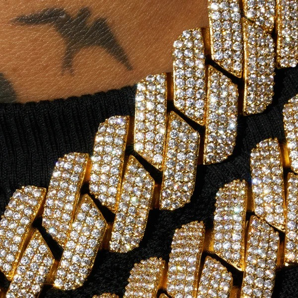 20mm Moissanite Monaco Chain - 18k Vermeil - D Colour - VVS1