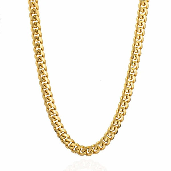 10mm Cuban Iced Clasp Chain - Gold