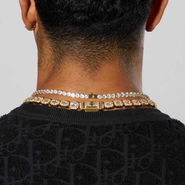 10mm Clustered Tennis + 5mm Tennis Chain Bundle - Gold