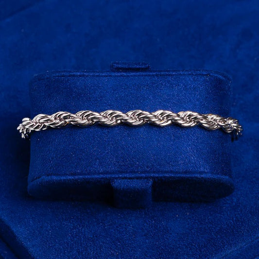6mm Rope Bracelet - White Gold