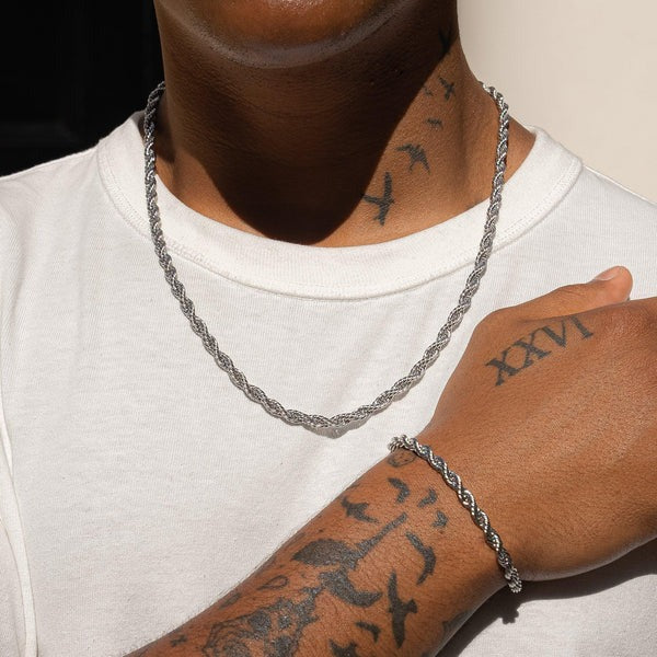 6mm Rope Chain - White Gold