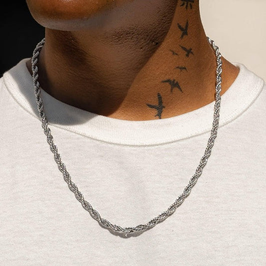 6mm Rope Chain - White Gold