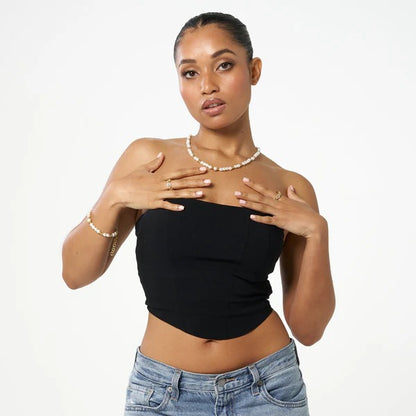 Classy Jewels  5mm Iced Beaded Pearl Necklace - Gold