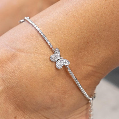 Classy Jewels  Butterfly Anklet - White Gold