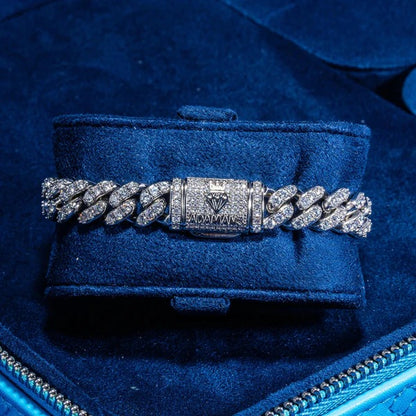 Classy Jewels  10mm Iced Cuban Bracelet - White Gold