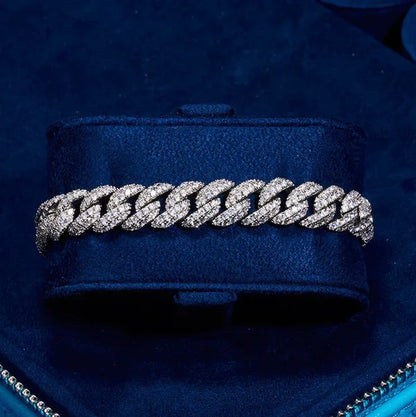 Classy Jewels  8mm Iced Cuban Link Bracelet - White Gold