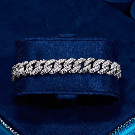 Classy Jewels  8mm Iced Cuban Link Bracelet - White Gold