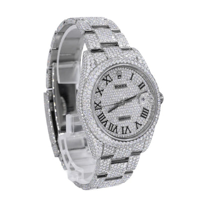 Rolex 41MM Moissanite Diamond Two Row Bezel Watch 22CT
