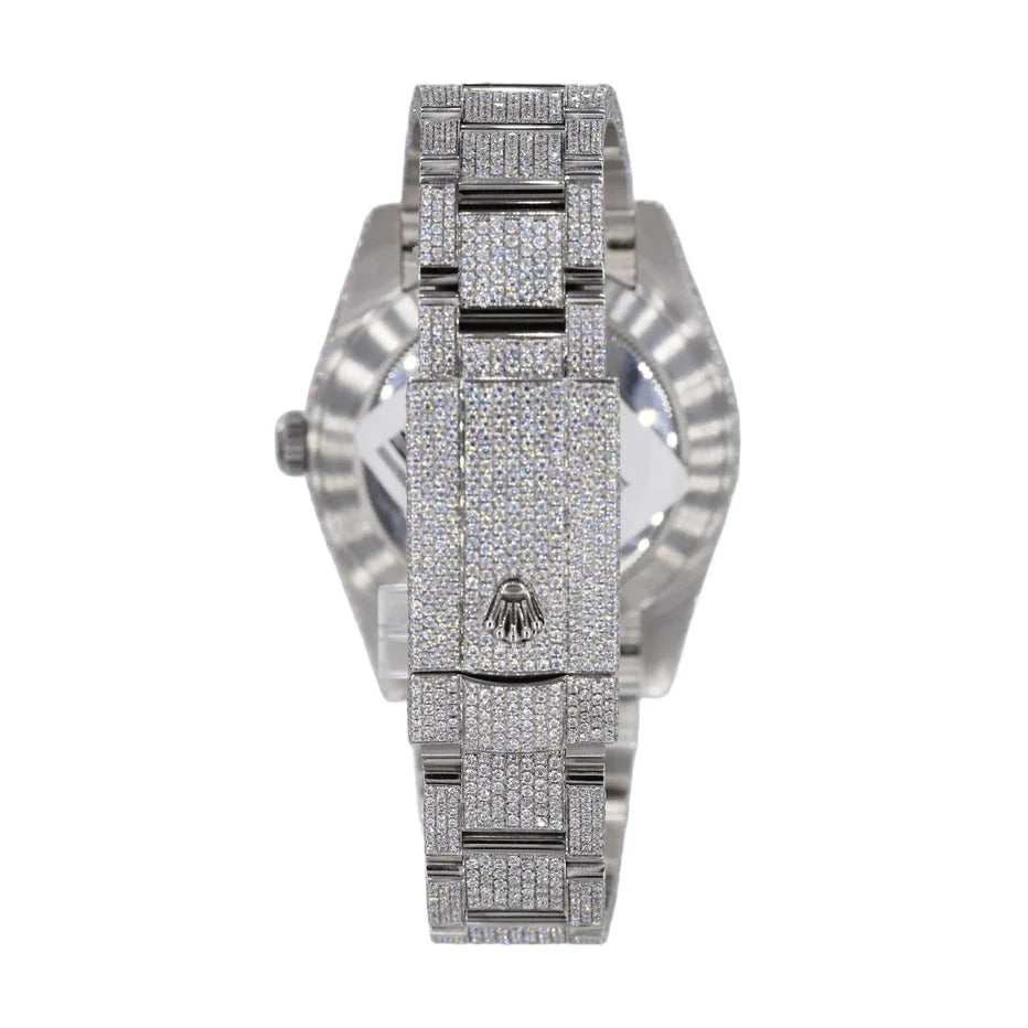 Rolex 41MM Moissanite Diamond Two Row Bezel Watch 22CT