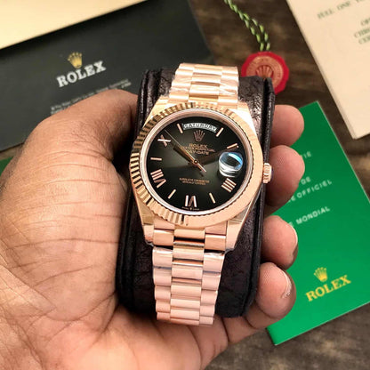 Exclusive Rolex Day Date 2024 Rosegold Black Dial Swiss ETA Automatic Men’s Watch