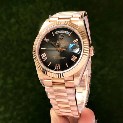 Exclusive Rolex Day Date 2024 Rosegold Black Dial Swiss ETA Automatic Men’s Watch