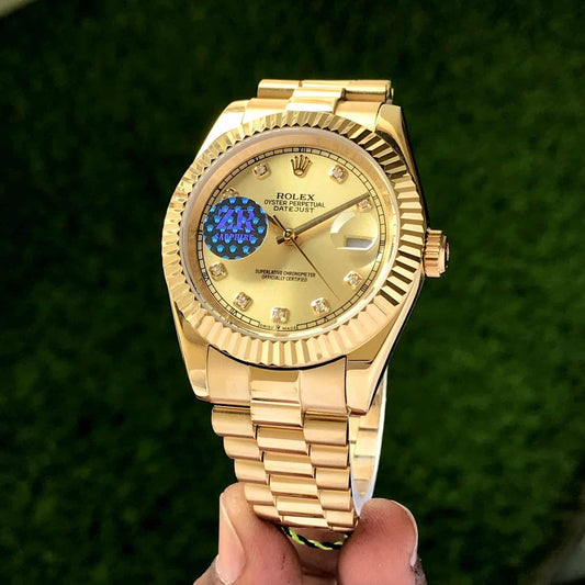 Exclusive Rolex Day Date 41 Gold Tone Gold Dial Dimond Numbers Japanese Automatic Mens Watch