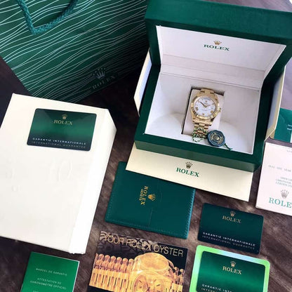 Exclusive Rolex Day Date 41 Gold Tone White Dial Japanese Automatic Mens Watch