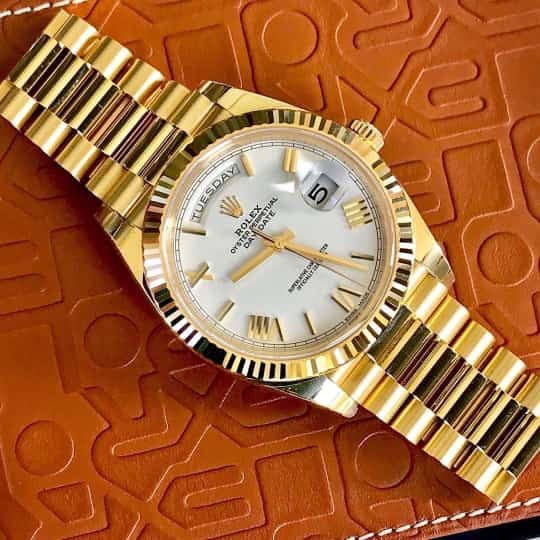 Exclusive Rolex Day Date 41 Gold Tone White Dial Japanese Automatic Mens Watch