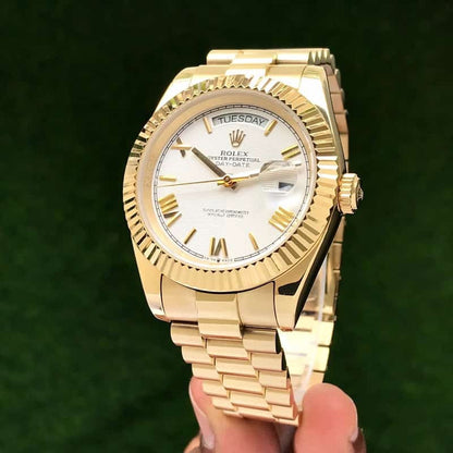 Exclusive Rolex Day Date 41 Gold Tone White Dial Japanese Automatic Mens Watch