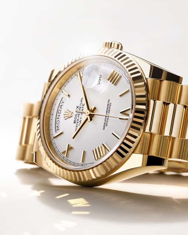 Exclusive Rolex Day Date 41 Gold Tone White Dial Japanese Automatic Mens Watch