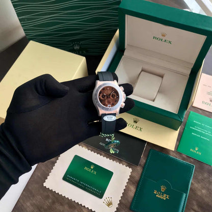 Rolex Cosmograph Daytona Chocolate Index Oysterflex Everose Gold Swiss ETA Mens Watch