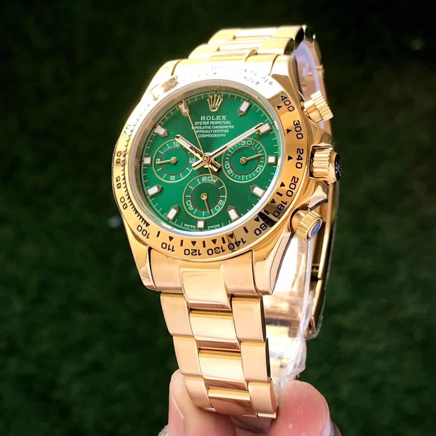 Rolex Cosmograph Daytona Gold &amp; Green Dial Japanese Automatic Mens Watch
