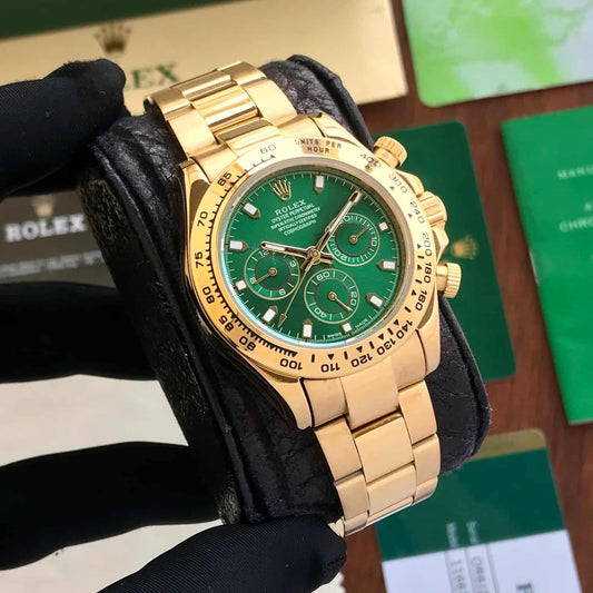 Rolex Cosmograph Daytona Gold &amp; Green Dial Japanese Automatic Mens Watch