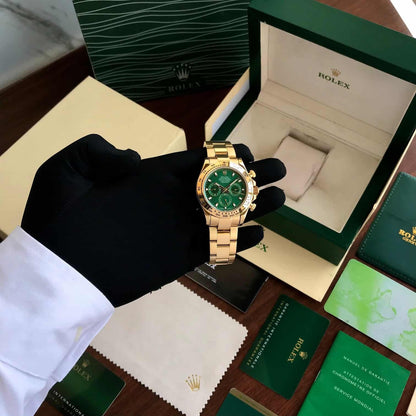 Rolex Cosmograph Daytona Gold &amp; Green Dial Japanese Automatic Mens Watch