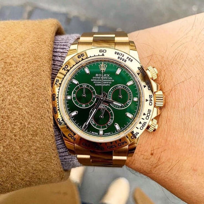 Rolex Cosmograph Daytona Gold &amp; Green Dial Japanese Automatic Mens Watch