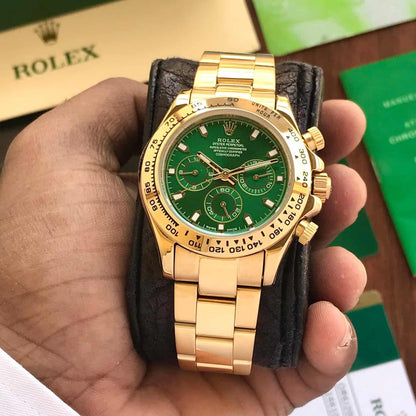 Rolex Cosmograph Daytona Gold &amp; Green Dial Japanese Automatic Mens Watch