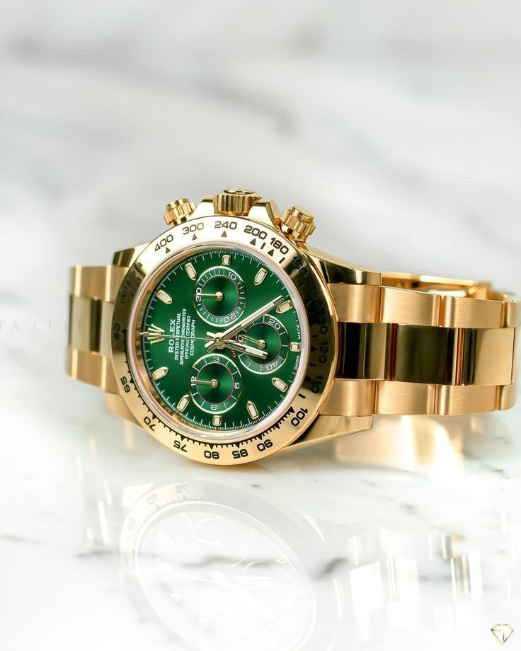 Rolex Cosmograph Daytona Gold &amp; Green Dial Japanese Automatic Mens Watch