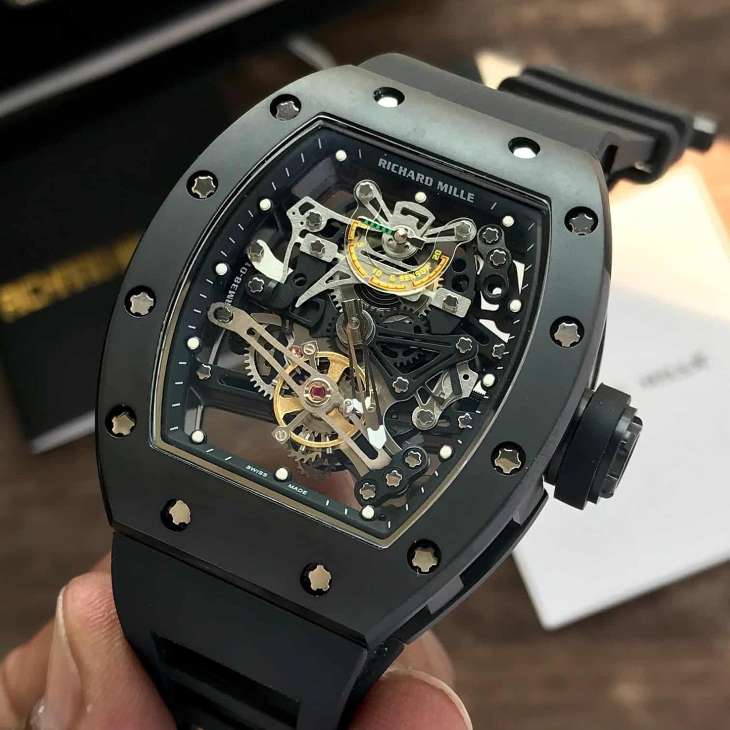Richard Mille RM 057 Tourbillon Full Black Skeleton Dial Automatic Mens Watch