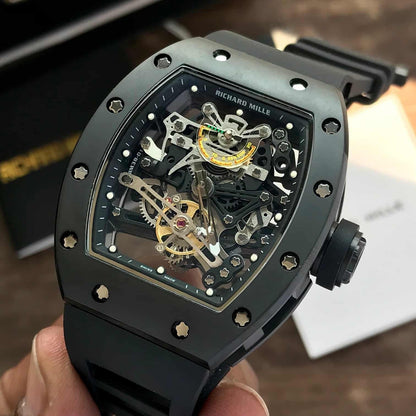 Richard Mille RM 057 Tourbillon Full Black Skeleton Dial Automatic Mens Watch