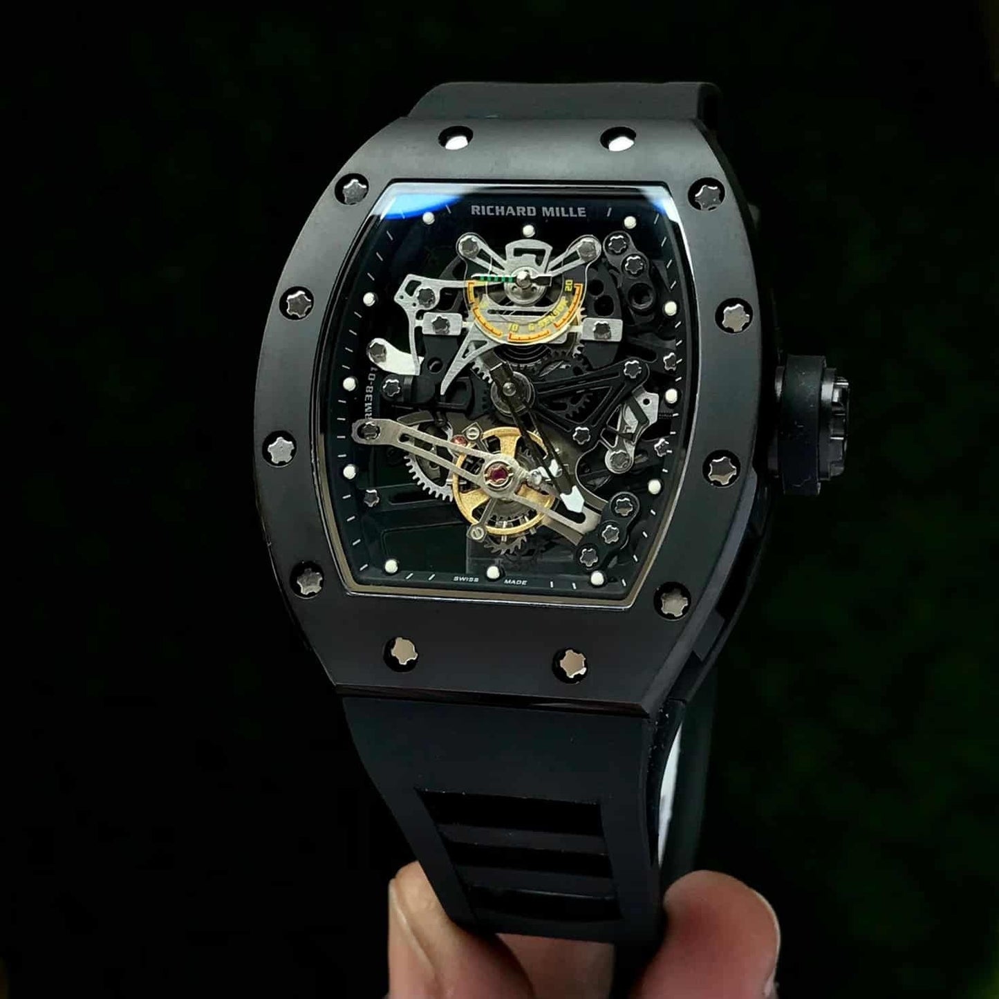 Richard Mille RM 057 Tourbillon Full Black Skeleton Dial Automatic Mens Watch