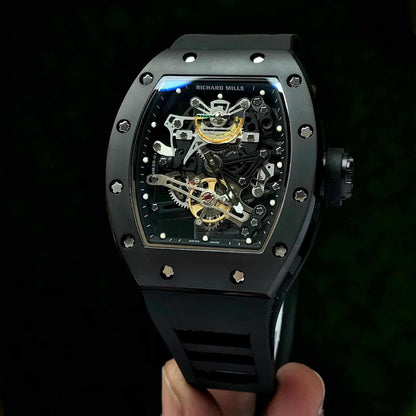 Richard Mille RM 057 Tourbillon Full Black Skeleton Dial Automatic Mens Watch