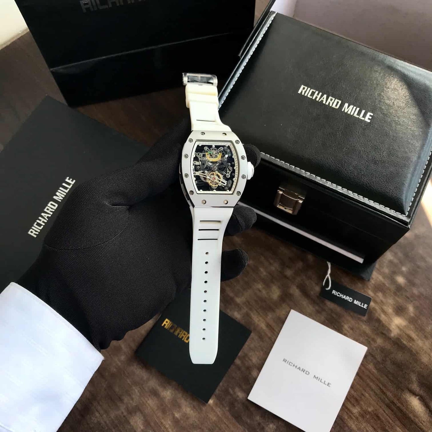 Richard Mille RM 057 Tourbillon Mens Watch White Skeleton Dial Automatic Mens Watch