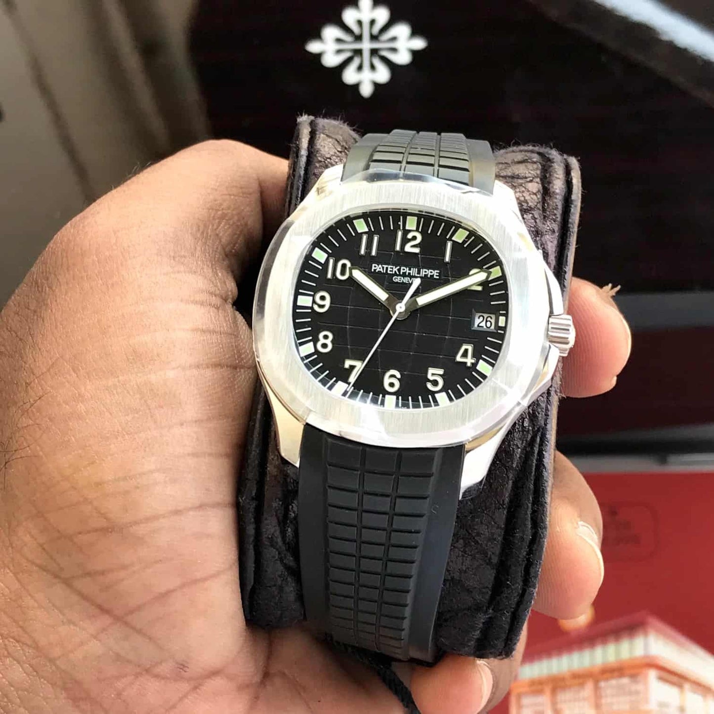 Patek Philippe Aquanaut Silver Black Swiss ETA Automatic Men’s Watch