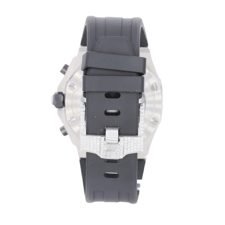 Steel 41MM Moissanite Diamond Watch 15CT