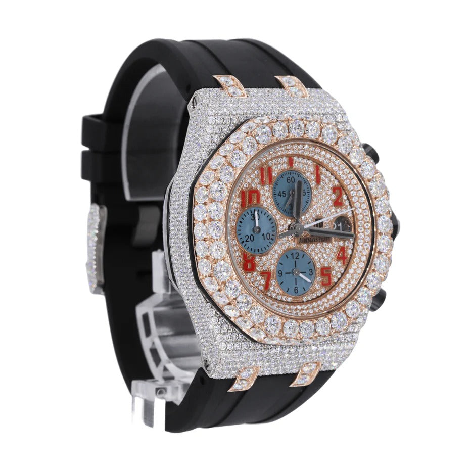Steel 41MM Moissanite Diamond Watch 15CT