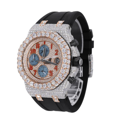 Steel 41MM Moissanite Diamond Watch 15CT